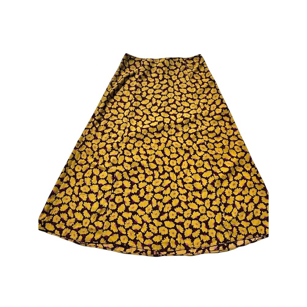 Kate Spade New York Sunny Bloom Daisy Yellow Floral Midi Skirt 00